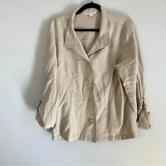 Pendleton Women’s Tan Button Down Jacket & Pant Set Size XL (Top)/16 (Pants) GUC - Picture 3 of 15